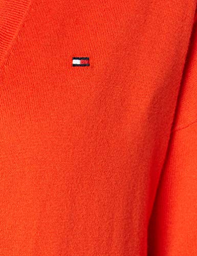Tommy Hilfiger Soft Cotton Cardi LS Suéter, Oxidized Orange, XL para Mujer