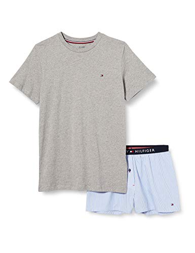 Tommy Hilfiger SS Short Set Woven Print Pijama, Gris, 12-13 aƱos (Talla del Fabricante:) para NiƱas Tommy Hilfiger SS Short Set Woven Print Pijama, Gris, 12-13 aƱos (Talla del Fabricante:) para NiƱas