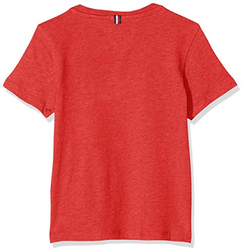 Tommy Hilfiger T Camiseta Básica de Manga Corta, Rojo (Apple Red Heather), 140 (Talla del Fabricante: 10-11) para Niños