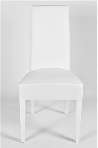 Tommychairs - Set 2 sillas Luisa para Cocina, Comedor, Bar y Restaurante, solida Estructura en Madera de Haya y Asiento tapizado en Polipiel Blanco