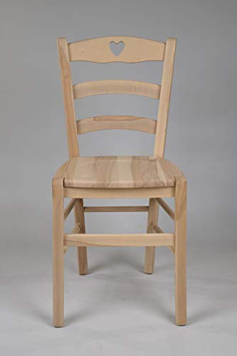 Tommychairs - Set 4 sillas Cuore para Cocina y Comedor, Estructura en Madera de Haya lijada, no tratada, 100% Natural y Asiento en Madera Tommychairs - Set 4 sillas Cuore para Cocina y Comedor, Estructura en Madera de Haya lijada, no tratada, 100% Natural y Asiento en Madera