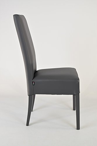 Tommychairs - Set 4 sillas Luisa para Cocina, Comedor, Bar y Restaurante, solida Estructura en Madera de Haya y Asiento tapizado en Polipiel Gris Oscuro Tommychairs - Set 4 sillas Luisa para Cocina, Comedor, Bar y Restaurante, solida Estructura en Madera de Haya y Asiento tapizado en Polipiel Gris Oscuro
