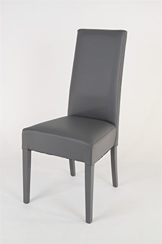 Tommychairs - Set 4 sillas Luisa para Cocina, Comedor, Bar y Restaurante, solida Estructura en Madera de Haya y Asiento tapizado en Polipiel Gris Oscuro Tommychairs - Set 4 sillas Luisa para Cocina, Comedor, Bar y Restaurante, solida Estructura en Madera de Haya y Asiento tapizado en Polipiel Gris Oscuro