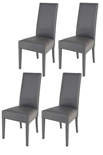 Tommychairs - Set 4 sillas Luisa para Cocina, Comedor, Bar y Restaurante, solida Estructura en Madera de Haya y Asiento tapizado en Polipiel Gris Oscuro Tommychairs - Set 4 sillas Luisa para Cocina, Comedor, Bar y Restaurante, solida Estructura en Madera de Haya y Asiento tapizado en Polipiel Gris Oscuro