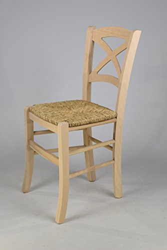 Tommychairs - Set 6 sillas Cross para Cocina y Comedor, Estructura en Madera de Haya lijada, no tratada, 100% Natural y Asiento en Paja Tommychairs - Set 6 sillas Cross para Cocina y Comedor, Estructura en Madera de Haya lijada, no tratada, 100% Natural y Asiento en Paja