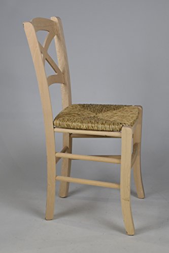 Tommychairs - Set 6 sillas Cross para Cocina y Comedor, Estructura en Madera de Haya lijada, no tratada, 100% Natural y Asiento en Paja Tommychairs - Set 6 sillas Cross para Cocina y Comedor, Estructura en Madera de Haya lijada, no tratada, 100% Natural y Asiento en Paja