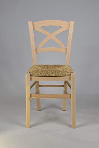 Tommychairs - Set 6 sillas Cross para Cocina y Comedor, Estructura en Madera de Haya lijada, no tratada, 100% Natural y Asiento en Paja Tommychairs - Set 6 sillas Cross para Cocina y Comedor, Estructura en Madera de Haya lijada, no tratada, 100% Natural y Asiento en Paja