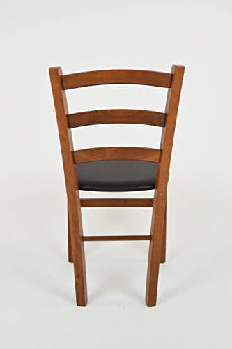 Tommychairs - Set 6 sillas Venice para Cocina y Comedor, Estructura en Madera de Haya Color Nuez Claro y Asiento tapizado en Polipiel Color Moka Tommychairs - Set 6 sillas Venice para Cocina y Comedor, Estructura en Madera de Haya Color Nuez Claro y Asiento tapizado en Polipiel Color Moka
