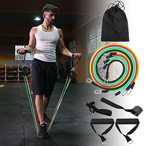 TOMSHOO 14pcs Juego de Bandas Resistencia, 5 Tubos Resistencia de Látex/3 Bandas Elásticas Fitness/2 Manijas/2 Correas de Tobillo/Ancla de Puerta con Bolsa para Deporte y Musculación TOMSHOO 14pcs Juego de Bandas Resistencia, 5 Tubos Resistencia de Látex/3 Bandas Elásticas Fitness/2 Manijas/2 Correas de Tobillo/Ancla de Puerta con Bolsa para Deporte y Musculación