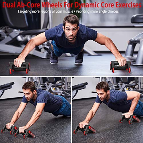 TOMSHOO 3 en 1 Rueda Abdominales y Soportes Flexiones, AB Rodillo Abdominales Rebote Automático y Plegable, con Bandas de Resistencia y Almohadilla para Rodilla para Fitness y Ejercicios TOMSHOO 3 en 1 Rueda Abdominales y Soportes Flexiones, AB Rodillo Abdominales Rebote Automático y Plegable, con Bandas de Resistencia y Almohadilla para Rodilla para Fitness y Ejercicios