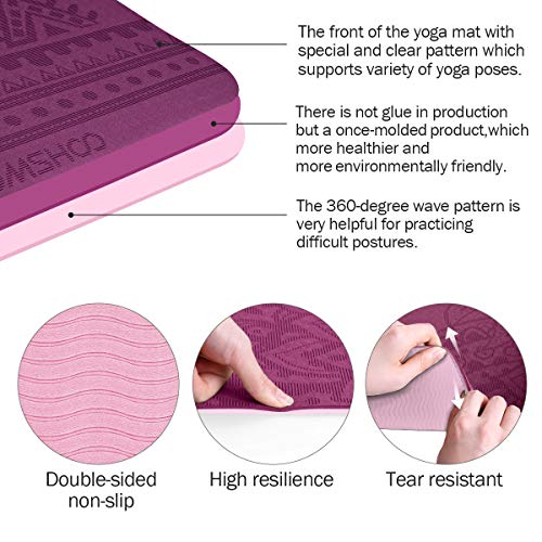 TOMSHOO Colchoneta Yoga Antideslizante, Esterilla Yoga de TPE 6mm, Alfombra Pilates Doble Color con Bolsa de Malla (183 * 61 * 0,6cm) TOMSHOO Colchoneta Yoga Antideslizante, Esterilla Yoga de TPE 6mm, Alfombra Pilates Doble Color con Bolsa de Malla (183 * 61 * 0,6cm)