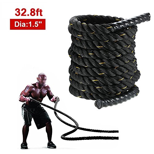 TOMSHOO Cuerda de Batalla Battle Rope Cuerda Fitness Formación Ejercicio de Diámetro de 38mm Longitud de 10m TOMSHOO Cuerda de Batalla Battle Rope Cuerda Fitness Formación Ejercicio de Diámetro de 38mm Longitud de 10m