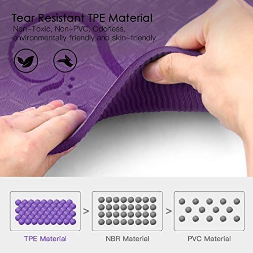 TOMSHOO Esterilla de Yoga Antideslizante,Esterilla de Gimnasia con Material Ecológico TPE y Línea Auxiliar, Bolsa,Bandolera183cm x 61cm x0. 6cm (Morado Oscuro) TOMSHOO Esterilla de Yoga Antideslizante,Esterilla de Gimnasia con Material Ecológico TPE y Línea Auxiliar, Bolsa,Bandolera183cm x 61cm x0. 6cm (Morado Oscuro)