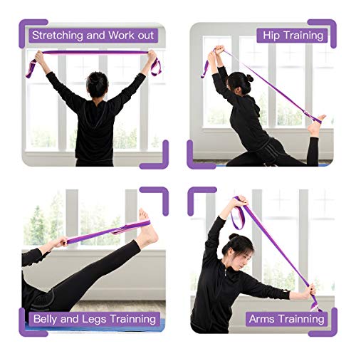 TOMSHOO Esterilla de Yoga Antideslizante,Esterilla de Gimnasia con Material Ecológico TPE y Línea Auxiliar, Bolsa,Bandolera183cm x 61cm x0. 6cm (Morado Oscuro)