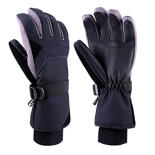 TOMSHOO Guantes de Esquí de Invierno para Hombres y Mujeres, Guantes Térmicos Impermeables de Esquí de Snowboard de Invierno Motocicleta Ciclismo a Prueba de Viento (Negro-S/M)