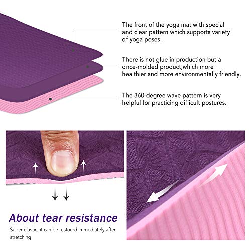 TOMSHOO Juego de Colchoneta Yoga, Esterilla Yoga Antideslizante de TPE 6mm/ 2 Bandas Resistencia Fitness/ 2 Bandas Elásticas Glúteos/Correa Yoga Algodón y Bolsa de Malla TOMSHOO Juego de Colchoneta Yoga, Esterilla Yoga Antideslizante de TPE 6mm/ 2 Bandas Resistencia Fitness/ 2 Bandas Elásticas Glúteos/Correa Yoga Algodón y Bolsa de Malla