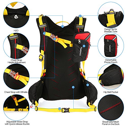 TOMSHOO Mochila Ciclismo 20L/30L Impermeable para Excursionismo Ciclismo Alpinismo Senderismo Camping al Aire Libre con Cubierta de Lluvia y del Casco