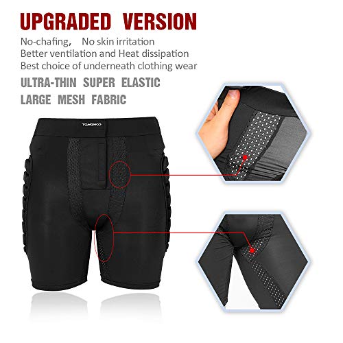 TOMSHOO Pantalones Cortos Acolchados 3D, Pantalones Cortos de Esquí, Protección Cadera para Esquí Patinaje Snowboard Hockey Patineta Deportes