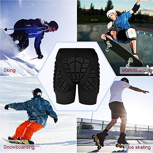 TOMSHOO Pantalones Cortos Acolchados 3D, Pantalones Cortos de Esquí, Protección Cadera para Esquí Patinaje Snowboard Hockey Patineta Deportes