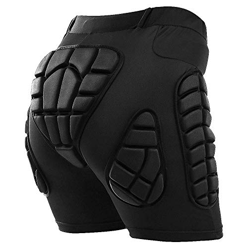 TOMSHOO Pantalones Cortos Acolchados 3D, Pantalones Cortos de Esquí, Protección Cadera para Esquí Patinaje Snowboard Hockey Patineta Deportes