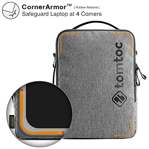 tomtoc 13" Bolso de Hombro, Funda para 12,9" iPad Pro, 12,3" Surface Pro, 13,3" MacBook Air, 13" MacBook Pro Retina, 13,5" Surface Book & Laptop, Briefcase Bandolera Portátil, Crossbody Bag, Gris