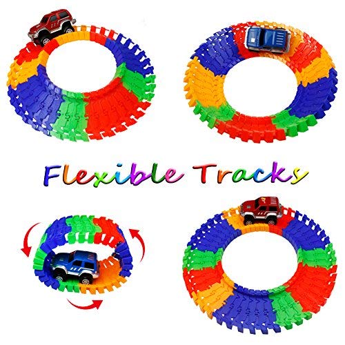 TONZE Pista Coches Juguetes Circuito Coches Pistas Flexibles con 2 Autos Juego Electricos para Infantil Niños Niñas 3 4 5 Años TONZE Pista Coches Juguetes Circuito Coches Pistas Flexibles con 2 Autos Juego Electricos para Infantil Niños Niñas 3 4 5 Años