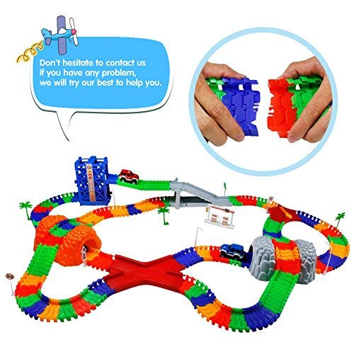TONZE Pista Coches Juguetes Circuito Coches Pistas Flexibles con 2 Autos Juego Electricos para Infantil Niños Niñas 3 4 5 Años TONZE Pista Coches Juguetes Circuito Coches Pistas Flexibles con 2 Autos Juego Electricos para Infantil Niños Niñas 3 4 5 Años