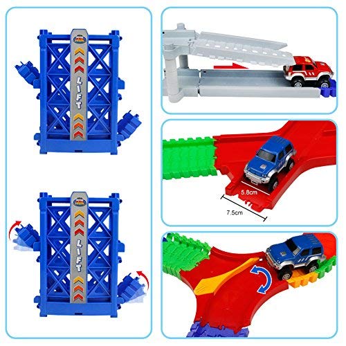 TONZE Pista Coches Juguetes Circuito Coches Pistas Flexibles con 2 Autos Juego Electricos para Infantil Niños Niñas 3 4 5 Años TONZE Pista Coches Juguetes Circuito Coches Pistas Flexibles con 2 Autos Juego Electricos para Infantil Niños Niñas 3 4 5 Años