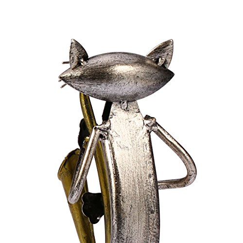 Tooarts Escultura de metal gato con guitarra figurita regalos para acción de gracias, navidad, manualidades y decoración del hogar Tooarts Escultura de metal gato con guitarra figurita regalos para acción de gracias, navidad, manualidades y decoración del hogar