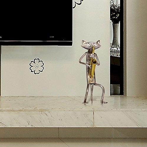 Tooarts Escultura de metal gato con guitarra figurita regalos para acción de gracias, navidad, manualidades y decoración del hogar Tooarts Escultura de metal gato con guitarra figurita regalos para acción de gracias, navidad, manualidades y decoración del hogar
