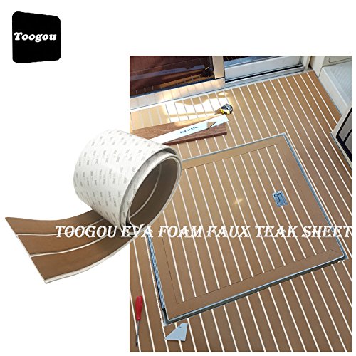 Toogou Alfombrilla antideslizante de espuma Eva de nueva generación con adhesivo 3M, cubierta de teca sintética para barcos, kayak Toogou Alfombrilla antideslizante de espuma Eva de nueva generación con adhesivo 3M, cubierta de teca sintética para barcos, kayak