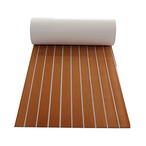 Toogou Eva - Foam Boat - Almohadilla de Cubierta de Piso para Bricolaje, tapete Marino de Teca sintética para embarcaciones (94in × 35in marrón con líneas Blancas) Toogou Eva - Foam Boat - Almohadilla de Cubierta de Piso para Bricolaje, tapete Marino de Teca sintética para embarcaciones (94in × 35in marrón con líneas Blancas)