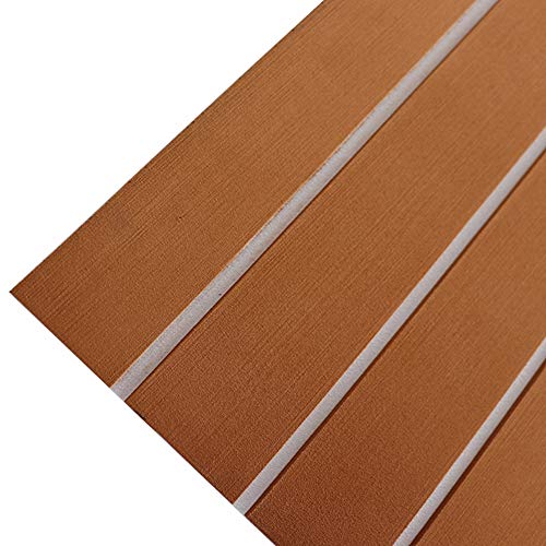 Toogou Eva - Foam Boat - Almohadilla de Cubierta de Piso para Bricolaje, tapete Marino de Teca sintética para embarcaciones (94in × 35in marrón con líneas Blancas) Toogou Eva - Foam Boat - Almohadilla de Cubierta de Piso para Bricolaje, tapete Marino de Teca sintética para embarcaciones (94in × 35in marrón con líneas Blancas)