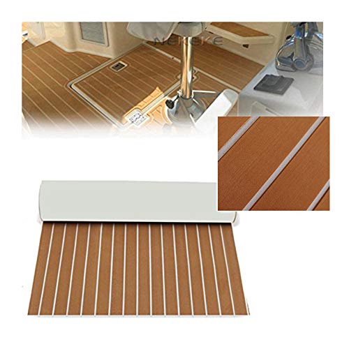 Toogou Eva - Foam Boat - Almohadilla de Cubierta de Piso para Bricolaje, tapete Marino de Teca sintética para embarcaciones (94in × 35in marrón con líneas Blancas) Toogou Eva - Foam Boat - Almohadilla de Cubierta de Piso para Bricolaje, tapete Marino de Teca sintética para embarcaciones (94in × 35in marrón con líneas Blancas)