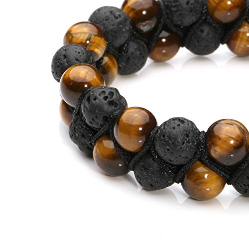 Top Plaza para Hombre Natural Gemstone Beads Chakra Cristales de curación Reiki Equilibrio elástico Pulseras de Ojo de Tigre Piedra Semi Precious Pulsera elástica Set