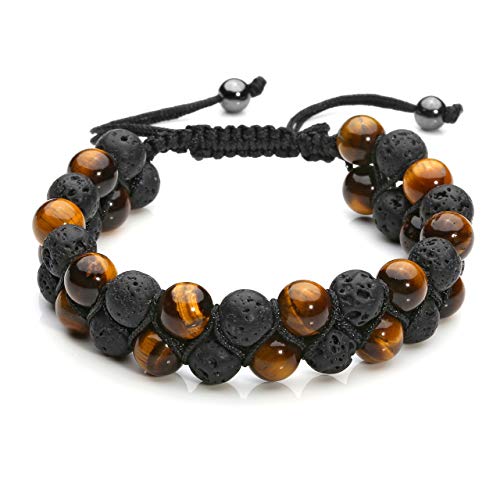 Top Plaza para Hombre Natural Gemstone Beads Chakra Cristales de curación Reiki Equilibrio elástico Pulseras de Ojo de Tigre Piedra Semi Precious Pulsera elástica Set