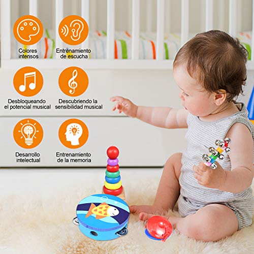 TOPERSUN Regalo del de Niño 28Pcs Juguetes Musicales Instrumentos Musicales Percusión Conjunto de Banda Pequeña