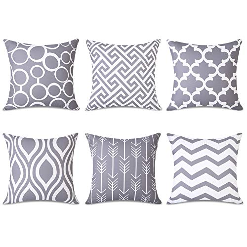 Topfinel Federe Cuscini Divano Tela in Cottone Lino Guadrati Decorativi Cuscino Cervicale Letto Sedia Auto un Serie Include 6 pezzi 45x45cm Grigio Topfinel Federe Cuscini Divano Tela in Cottone Lino Guadrati Decorativi Cuscino Cervicale Letto Sedia Auto un Serie Include 6 pezzi 45x45cm Grigio