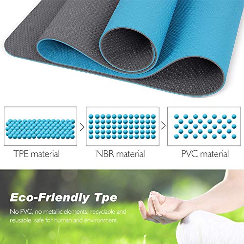 TOPLUS Esterilla Yoga Antideslizante Alfombrilla de Yoga Esterilla Pilates Esterilla Deporte- con Correa de Hombro 183cm x 61cm (Azul Claro+Gris Claro) TOPLUS Esterilla Yoga Antideslizante Alfombrilla de Yoga Esterilla Pilates Esterilla Deporte- con Correa de Hombro 183cm x 61cm (Azul Claro+Gris Claro)
