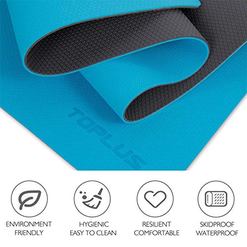 TOPLUS Esterilla Yoga Antideslizante Alfombrilla de Yoga Esterilla Pilates Esterilla Deporte- con Correa de Hombro 183cm x 61cm (Azul Claro+Gris Claro) TOPLUS Esterilla Yoga Antideslizante Alfombrilla de Yoga Esterilla Pilates Esterilla Deporte- con Correa de Hombro 183cm x 61cm (Azul Claro+Gris Claro)