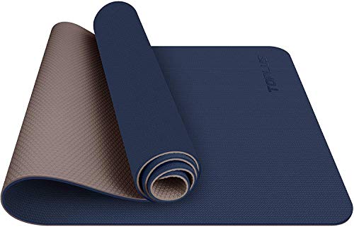 TOPLUS Esterilla Yoga Antideslizante Alfombrilla de Yoga Esterilla Pilates Esterilla Deporte- con Correa de Hombro 183cm x 61cm (Azul Oscuro+café) TOPLUS Esterilla Yoga Antideslizante Alfombrilla de Yoga Esterilla Pilates Esterilla Deporte- con Correa de Hombro 183cm x 61cm (Azul Oscuro+café)