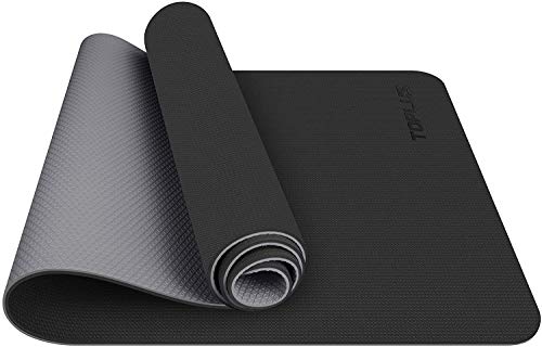 TOPLUS Esterilla Yoga Antideslizante Alfombrilla de Yoga Esterilla Pilates Esterilla Deporte- con Correa de Hombro 183cm x 61cm (Negro)