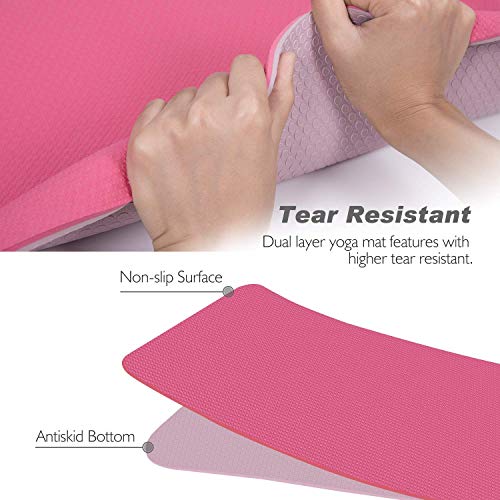 TOPLUS Esterilla Yoga Antideslizante Alfombrilla de Yoga Esterilla Pilates Esterilla Deporte- con Correa de Hombro 183cm x 61cm (Rosa y Violeta Clara) TOPLUS Esterilla Yoga Antideslizante Alfombrilla de Yoga Esterilla Pilates Esterilla Deporte- con Correa de Hombro 183cm x 61cm (Rosa y Violeta Clara)