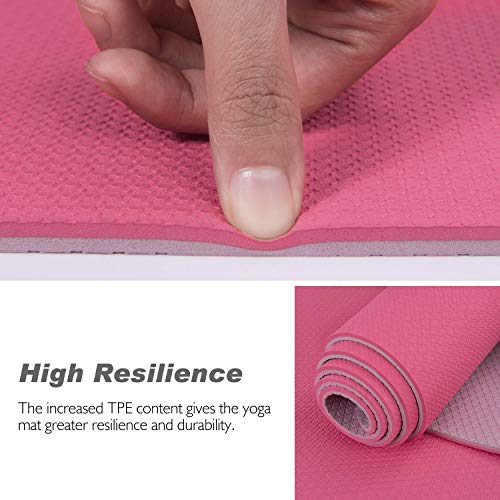 TOPLUS Esterilla Yoga Antideslizante Alfombrilla de Yoga Esterilla Pilates Esterilla Deporte- con Correa de Hombro 183cm x 61cm (Rosa y Violeta Clara) TOPLUS Esterilla Yoga Antideslizante Alfombrilla de Yoga Esterilla Pilates Esterilla Deporte- con Correa de Hombro 183cm x 61cm (Rosa y Violeta Clara)