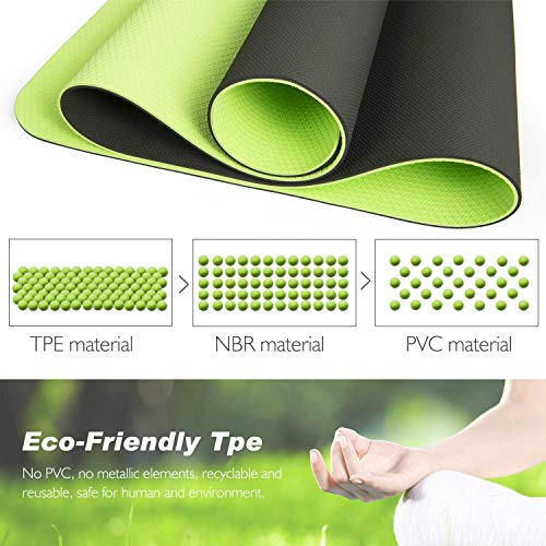 TOPLUS Esterilla Yoga Antideslizante Alfombrilla de Yoga Esterilla Pilates Esterilla Deporte- con Correa de Hombro 183cm x 61cm (Verde) TOPLUS Esterilla Yoga Antideslizante Alfombrilla de Yoga Esterilla Pilates Esterilla Deporte- con Correa de Hombro 183cm x 61cm (Verde)