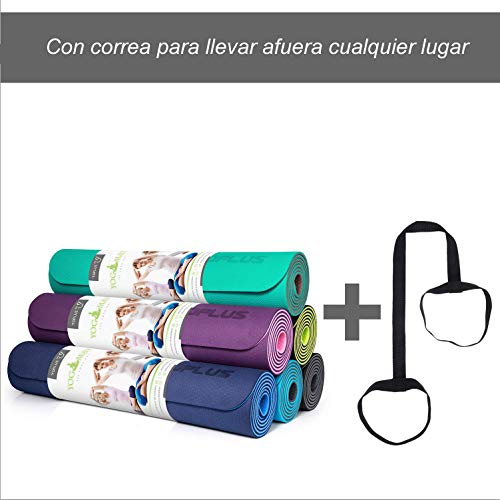 TOPLUS Esterilla Yoga Antideslizante Alfombrilla de Yoga Esterilla Pilates Esterilla Deporte- con Correa de Hombro 183cm x 61cm (Verde)