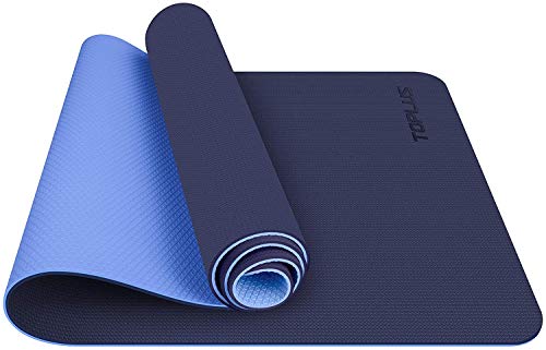 TOPLUS Esterilla Yoga Antideslizante Nivel Profesional Alfombrilla de Yoga Esterilla Pilates Esterilla Deporte- con Correa de Hombro 183cm x 61cm (Azul)