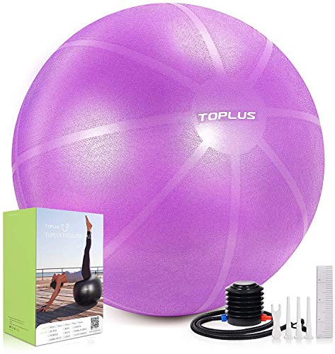 TOPLUS Pelota de Gimnasia Anti-Reventones Bola de Yoga Pilates y Ejercicio Balón para Sentarse Balon de Ejercicio para Fitness 300 kg con Bomba de Aire 65cm (Rosa 65cm)