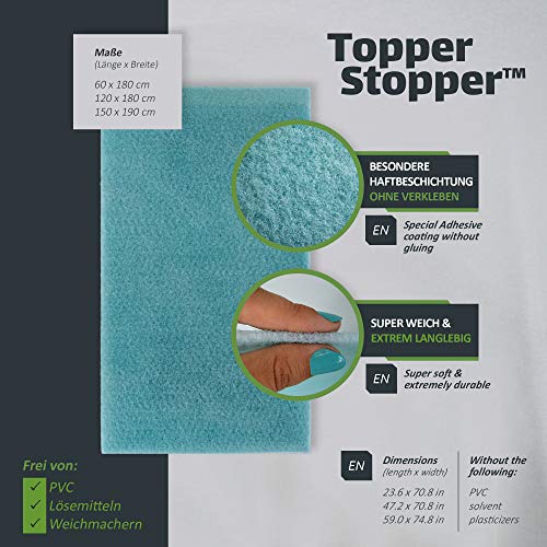 Topper Stopper | Base antideslizante para cama continental | Base antideslizante para colchones | Protector antideslizante | 60 x 180 cm