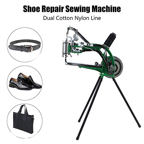 TOPQSC Máquina de reparación de calzado DIY de máquina de coser de línea de nylon y algodón, máquina manual de reparación de zapatos, impermeables, cuero